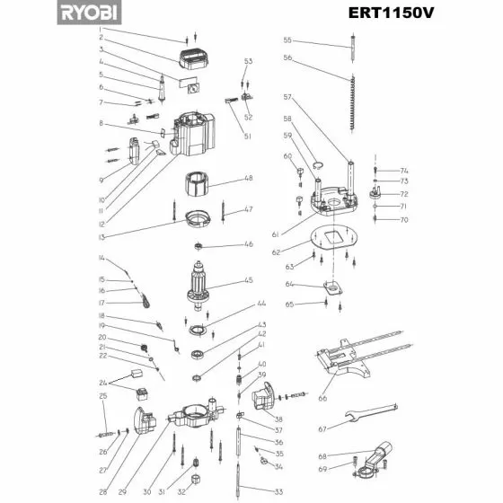 Ryobi ERT1150RT Spare Parts List Type: 1000019331